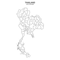 political map of Thailand isolated on white background