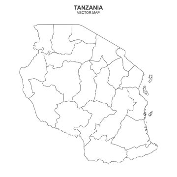 political map of Tanzania isolated on white background