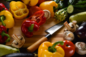 fresh vegetables on a cutting board