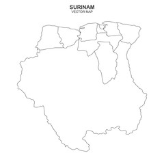 political map of Surinam isolated on white background