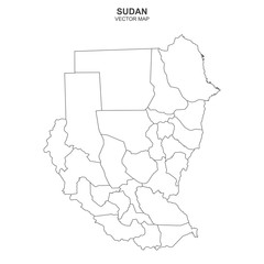 political map of Sudan isolated on white background
