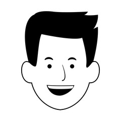 happy man face icon, flat design