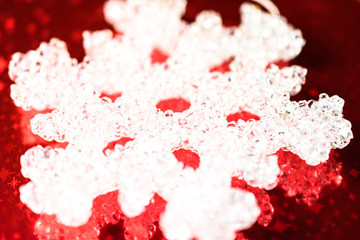 Close-up of crystal Christmas snowflake ornament