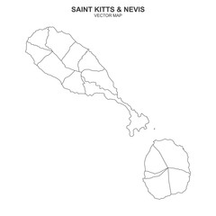 political map of Saint Kitts & Nevis isolated on white background