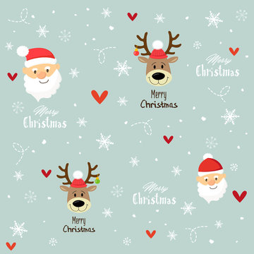 Christmas Santa and reindeer elegant pattern 