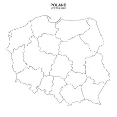 Fototapeta na wymiar vector map of Poland on white background