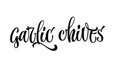 Hand drawn spice label - garlic chives.