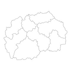 Fototapeta na wymiar vector map of north macedonia with borders of regions