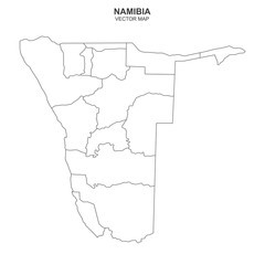 political map of Namibia isolated on white background