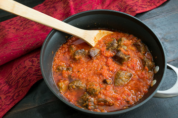 Nigerian Beef Stew (African Stew) in a Saucepan