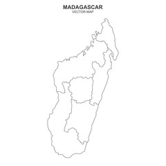 political map of Madagascar isolated on white background