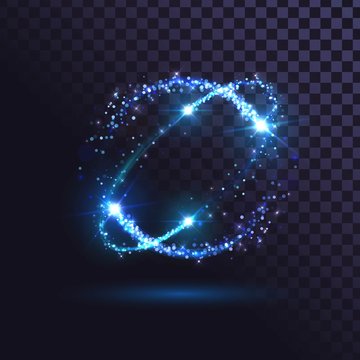 Blue flash, glowing rings, shiny spin effect with sparks