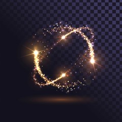 Orange flash, glowing rings, shiny spin effect with sparks - obrazy, fototapety, plakaty
