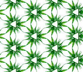 Green tropical seamless pattern. Hand drawn waterc