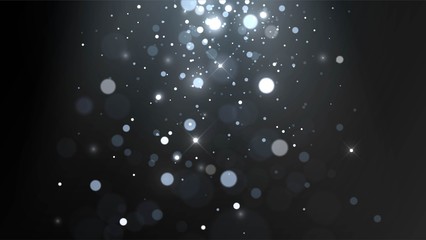 Vector background with falling silver sparks bokeh, dust glitter with blur effect.