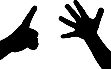 Hand silhouette isolated on white background