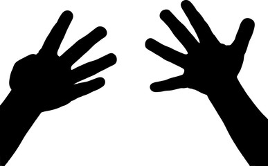 Hand silhouette isolated on white background