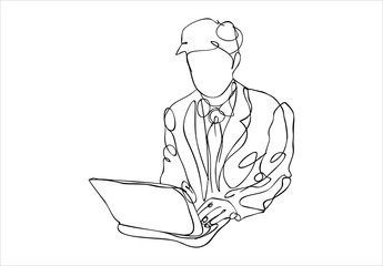 sketch. man with laptop