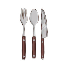 fork with knife and spoon cutlery tools isolated icon vector illustration design