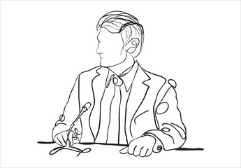 Obraz na płótnie Canvas businessman gives a reporter interview. vector-sketch
