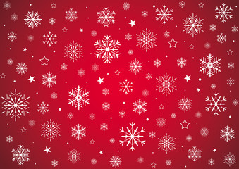 FLOCONS DE NEIGE SUR FOND ROUGE