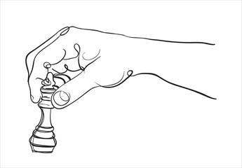 Hand holding chess figure -sketch