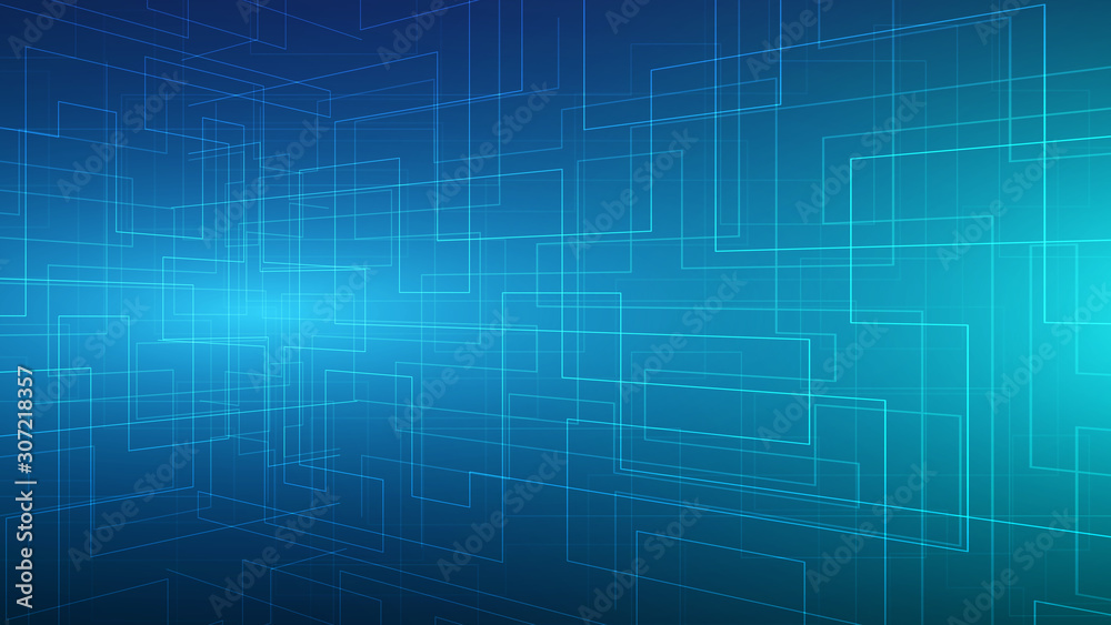 Wall mural perspective blue abstract line technology background,futuristic connection processor with copy space