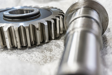The shaft and gear after processing are ready for assembly.