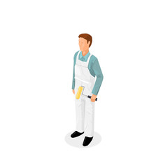 Isometric Male Painter Decorator - Icon Vector Illustration.