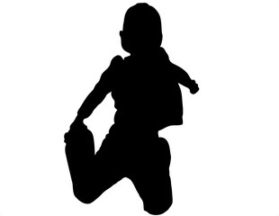 Child Jumping Shilouette isolated on white background