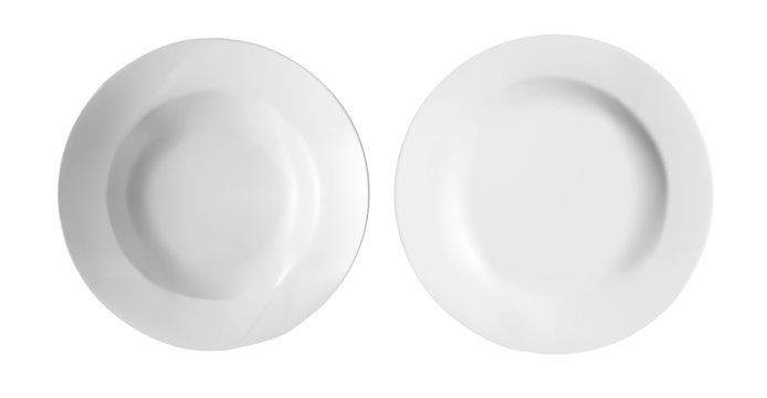 empty plate isolated on white background. Vector illustration of porcelain plates.