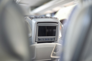 built in LCD screen to rear of seat of modern bus