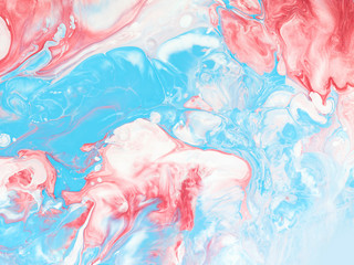 Fototapeta premium Blue and red creative abstract hand painted background, marble texture