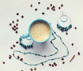 cup of coffee with splash isolated on white background