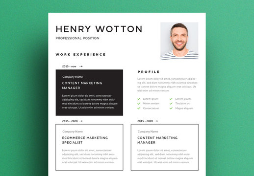 Resume Layout with Black Accents
