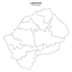 political map of Lesotho isolated on white background