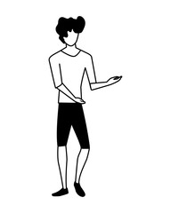 young man standing on white background