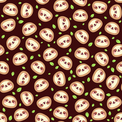 Fototapeta na wymiar Cute sloth face pattern