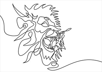Lion head line-continuous line drawing