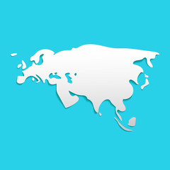 Sketch Eurasian continent banner. Typographic poster paper cut style