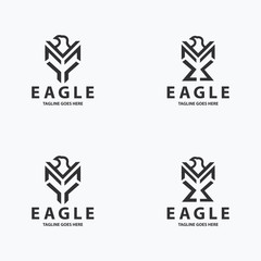 Eagle set logo, Eagle icon design template