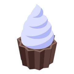 Cream cupcake icon. Isometric of cream cupcake vector icon for web design isolated on white background