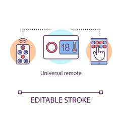Universal remote concept icon. Wireless home climate control. Setting room temperature. House automation system idea thin line illustration. Vector isolated outline drawing. Editable stroke