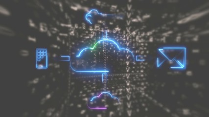 signboard technology on smart phone grow artificial intelligence glowing neon grow Lines Moving Fast Animation - Powered by Adobe