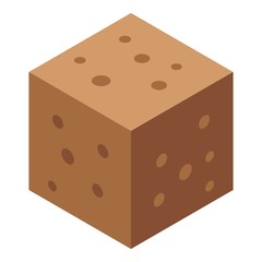 Brown sugar cube icon. Isometric of brown sugar cube vector icon for web design isolated on white background