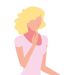 young woman on white background