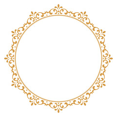 Decorative frame Elegant vector element for design in Eastern style, place for text. Floral golden border. Lace illustration for invitations and greeting cards.