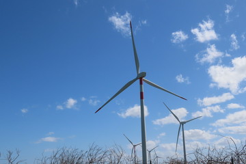 wind turbine against blue sky