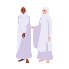 women pilgrim hajj standing on white background