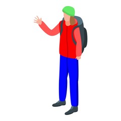 Hiking man icon. Isometric of hiking man vector icon for web design isolated on white background